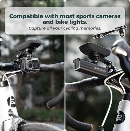 ROCKBROS Bike Computer Mount Out-Front Aluminum Integrated Bicycle Cycling Computer Mount Compatible with Garmin, Bryton, Go Pro