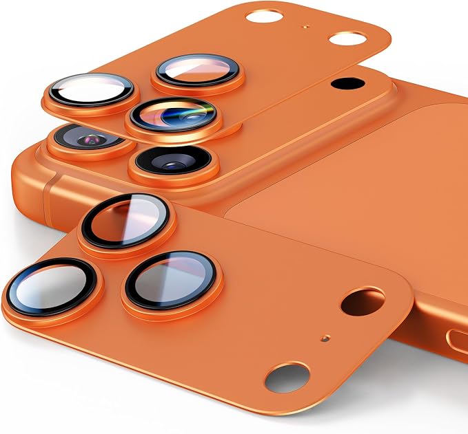 Camera Lens Protector for iPhone 17 Pro max, Alloy, Tempered Glass Screen Protection,2 pack Orange