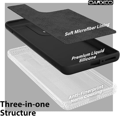 oakxco for Motorola Moto Edge 2024 Phone Case Liquid Silicone, Thin Slim Soft Rubber Gel TPU Plain Protective Simple Cover for Women Girl Cute, Matte Solid Color Aesthetic, Black