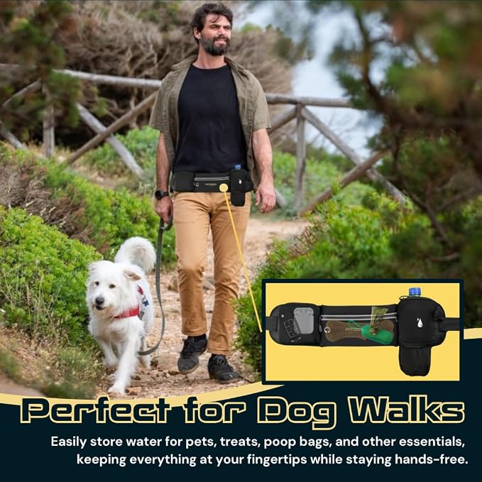 Fitizen Fanny Pack - 3 Pockets - Up To 36 in" Waist - Slim Walking Belt For Men & Women Hiking Cycling Workouts Walking & Travel - Reflective Pocket & Phone Holder for the Fit Citizen By Fitnation