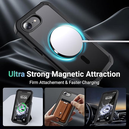 jaroco Magnetic for iPhone 17e Case& iPhone 16e Case, [Compatible with MagSafe][Military Grade Drop Protection][Heavy Duty Protection][Non-Slip][Shockproof] 2-Layer Bumper Phone Case 6.1''-Black