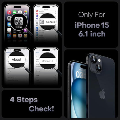 TOCOL for iPhone 15 Case, Compatible with Magsafe, Full Camera Protection, Built-in Magnetic Ring, Drop Protection, Translucent Matte Phone Case for iPhone 15 6.1 inch (Black)