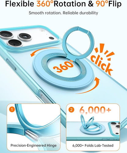 SYNCWIRE Magnetic Phone Ring Holder for MagSafe, 360° Rotation Cell Phone Grip Stand Finger Ring Kickstand Two-Sided Magnet Compatible with iPhone 17 Pro Max 16 15 14 13 12 MagSafe Accessories
