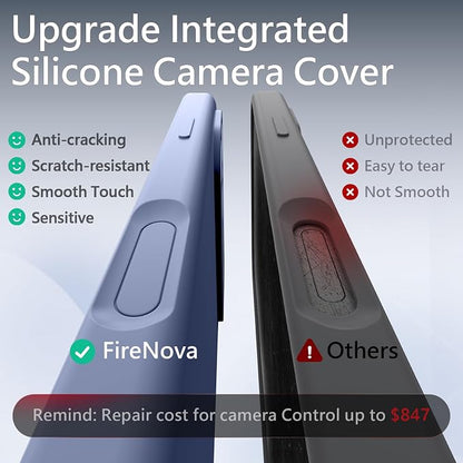 FireNova Magnetic for iPhone 17 Pro Max Case, Compatible with MagSafe, [Integrated Silicone Camera Control Button] [Camera Protection] Anti-Scratch Microfiber Lining Phone Case, 6.9", Lavender Gray