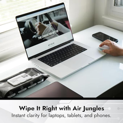 Air Jungles Electronic Wipes Screen Cleaning 70 Count (Pack of 2), No Cloth Needed, Extra Large 8"x10" Tech Cleaner Wipes for LED Screen, TVs, Cars, Computer,Tablets, Phones, Laptops, VR, Monitors