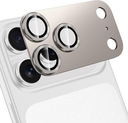 for iPhone 17 Pro Camera Lens Protector, [Military Grade Shatterproof] [Strong Adsorption] [Case Friendly] Full Coverage Metal Aluminum Alloy 9H Tempered Glass Camera Screen Cover, Gray