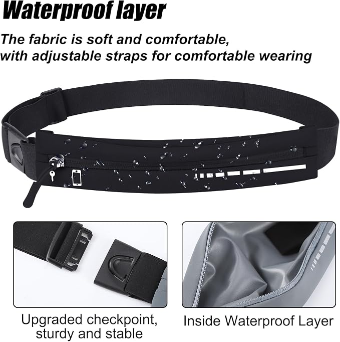 2 PCS Slim Running Belt Fanny Pack Running Phone Holder Runners Pouch Waist Pack for Workout Money Belt Running Gift Gear Accessories for Women Men Walking Hiking Cycling
