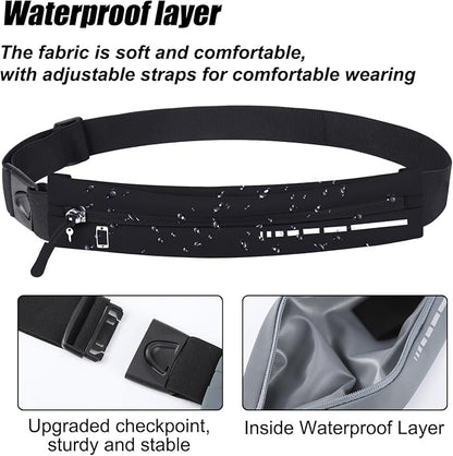 2 PCS Slim Running Belt Fanny Pack Running Phone Holder Runners Pouch Waist Pack for Workout Money Belt Running Gift Gear Accessories for Women Men Walking Hiking Cycling