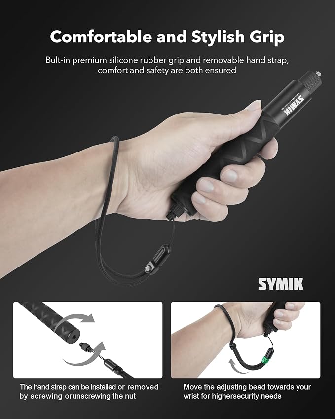 SYMIK Invisible Selfie Stick for Insta360 (70 cm/27.6 in), Aluminum Alloy Extension Stick Portable Extendable Monopod Pole with 1/4'' Screw and Wrist Strap for Insta 360 X5 X4 Air X3 ONE X2 Osmo 360