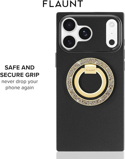 Flaunt MagSafe Ring Phone Stand - Limited Edition Magnetic Phone Grip - Slim, Collapsible Ring Holder & Stand - Detachable, 360° Rotation - Compatible with All MagSafe Cases - Gold Brilliance