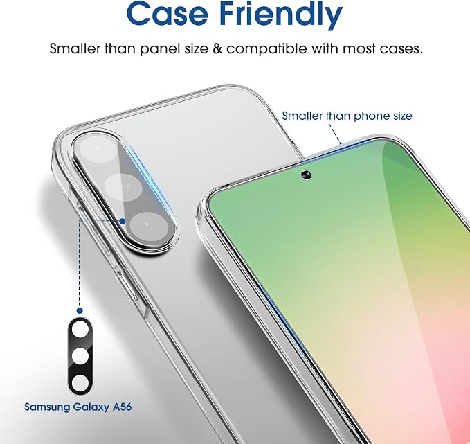amFilm Auto-Alignment OneTouch for Samsung Galaxy A56 5G 6.7" Screen Protector + Camera Lens Protector, Tempered Glass, 30 Seconds Installation, Bubble Free, Case Friendly, Anti-Scratch [2+2 Pack]