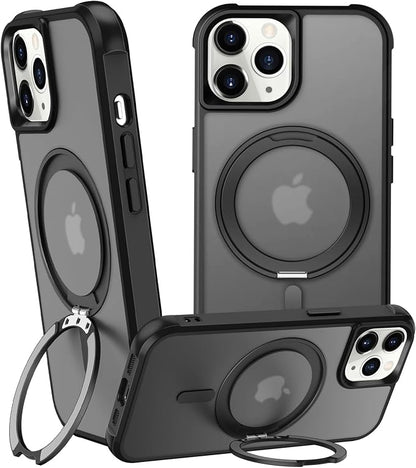 360° Magnetic Swivel Ring for iPhone 11 pro max case, Built-in Metal Stand and Ring Holder, Magsafe Compatible, Military Grade Protection, Shock Resistant - Black