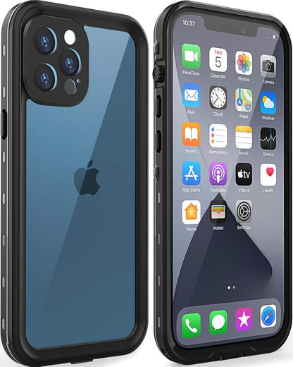 for iPhone 12 Pro Max Waterproof Case 6.7'' - Shockproof, Dustproof, with Screen Protector - Black