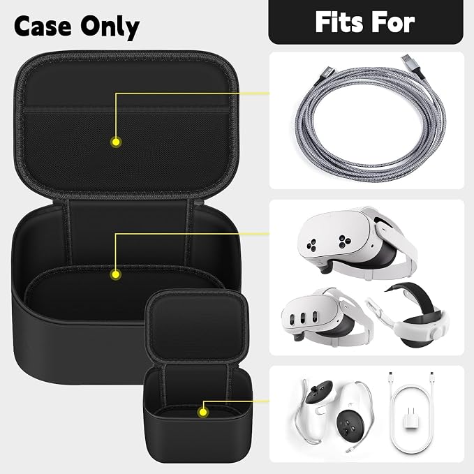 Tech Gear Protection Bundle: Carrying Case for Anker Prime Power Bank & Storage Bag Compatible with Meta Quest 3/2 VR Headset, All-in-One Organizer for Charging and Entertainment