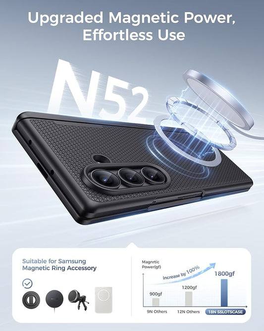 SSLOTSCASE Magnetic for Samsung Galaxy Z Fold 8 Ultra Case, Black | Stand, Compatible with MagSafe, Hinge Protection, Screen Protector, Heavy Duty Protective Rugged Men Women Phone Cover 2026