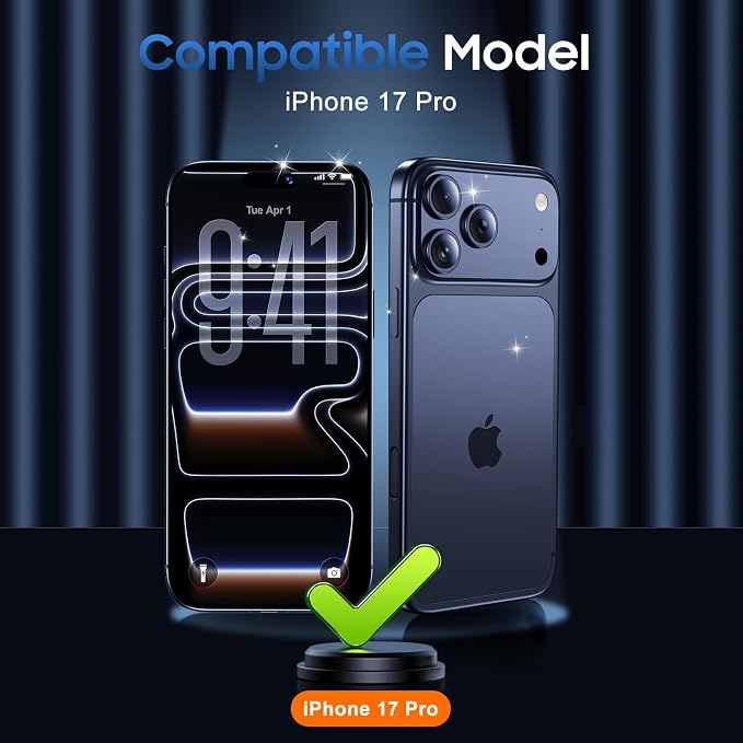 UniqueMe Compatible for 3 Pack iPhone 17 Pro Camera Lens Protector - [Drop Protection] [Case Friendly] 9H Tempered Glass Camera Cover Screen [Update New Version] - Glitter Dark Purple