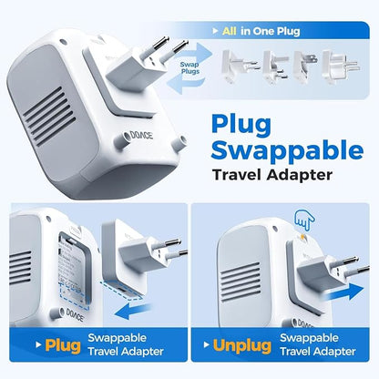 DOACE 2000W 220V to 110V Converter for European Travel for Hair Dryers, Voltage Converter US to Europe with Fast Charging Power Converter Adapter Combo with 4 USB Ports Step Down Transformer