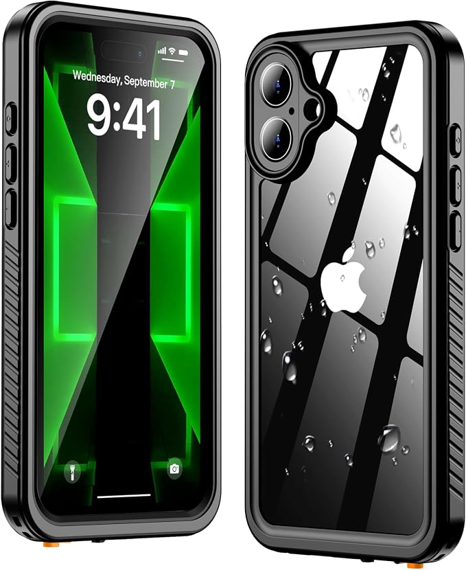 Oterkin Waterproof Case for iPhone 16 Case, 360° Full Body Rugged 16 Phone Case with Built-in HD Screen & Camera Protector [12FT Military Grade Protection] Shockproof Dropproof iPhone16 Case (Black)