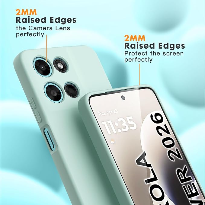 for Motorola Moto G Power (2026) Case, 2 Pack Tempered Glass Screen Protectors, Soft TPU Silicone Shockproof Gel Cover-Mint