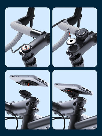 sincetop Bike Phone Mount - Series Q [ Quad ] - Mountain Bicycle Stem Phone Holder - Quick Lock & Release - Aluminum Handlebar Cycling Cell Holder for MTB Ebike Road Electric Gravel Bikes