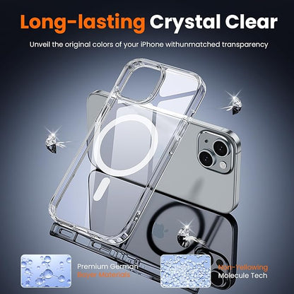 3 in 1 for iPhone 15 Case Clear with MagSafe, Not Yellowing, Screen Protector*1 Camera Lens Protector*1, Military-Grade Protection for iPhone 15 Phone Case 6.1 inch Clear