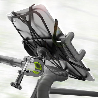 Motorcycle Phone Tablet Mount for 3/4"-11/4" Handlebar, Dual Protection Bike Tablet Holder Fits 4-11" Devices, Bicycle Scooter Handlebar Clamp for iPad Pro/Air/Mini, Galaxy Tab Z Fold