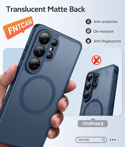 FNTCASE for Samsung Galaxy S26-Ultra Case: [Fit for Magsafe] [Full Camera Protection] Translucent Matte Cases with [Screen Protector] Military Grade Shockproof Protective Phone Cover - Blue