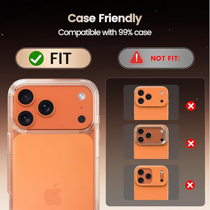 Camera Lens Protector Compatible with iPhone 17 Pro Max- Metal Frame Tempered Glass Cover, [Anti-Scratch] [Drop-Proof][Strong-Adhesion] Rear Camera Screen Cover- Orange
