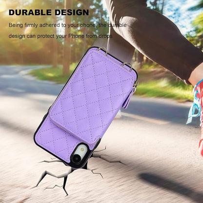 Bocasal Crossbody Wallet Case for iPhone Xr, RFID Blocking PU Leather Zipper Handbag Purse Flip Cover, Kickstand Folio Case with Card Slots Holder Wrist Strap Lanyard 6.1 Inch (Purple)