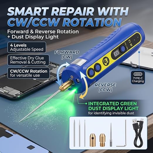 Electric Glue Removal Tool, IR13 Mobile Phone LCD Screen Hard Glue Remover 4 Levels Adjustable Electric Glue Removal Tool, Dry Glue for Mobile Phones Degumming