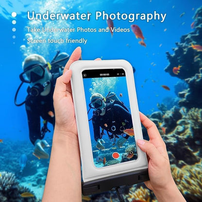 Floatable Soap Bubble Waterproof Phone Pouch/Case with Crossbody Lanyard for iPhone 17 16 Pro Max/15 Pro/14/13/12, IP68 Cellphone Dry Bag Beach Cruise Ship Essentials, 2 Pack-Sand Dollar-7″