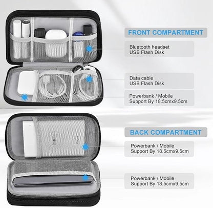 ZINMARK Portable Cable Organizer Case,Travel Pouch with Double-Layer Storage for Cables,Chargers,Earbuds & Phone,Black– Small Size
