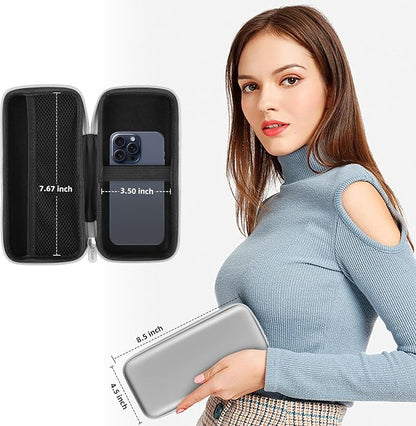 iMangoo Travel Essential Electronics Organizer Pouch Charger Case Shockproof Dual Zipper Power Bank Cables Tech Accessories Purse, Men & Women Travel Must Have Storage Bag, 8.5x4.5x2 inch Silver