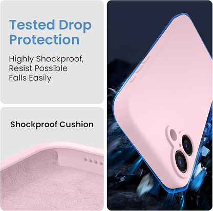 FireNova Designed for iPhone 16 Plus Case, Silicone Upgraded [Camera Protection] Case, Soft Anti-Scratch Microfiber Lining Inside, 6.7 inch, Chalk Pink