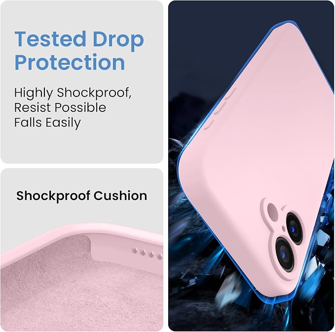 FireNova Designed for iPhone 16 Case, Silicone Upgraded [Camera Protection] Phone Case, Soft Anti-Scratch Microfiber Lining Inside, 6.1 inch, Chalk Pink