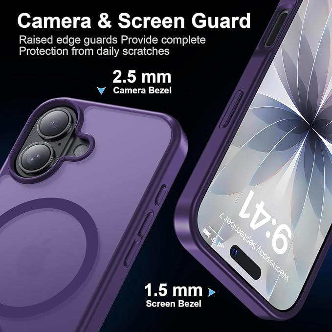 Strong Magnetic for iPhone 17 case [10Ft Military-Grade Protection] Compatible with fit MagSafe Shockproof Slim Thin Cover case for iPhone 17 6.3 inch, Deep Purple