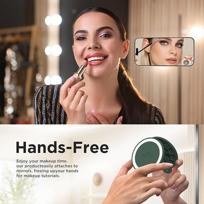 Magnetic Suction Cup Phone Mount, Compatible with MagSafe, Silicone Octo Cup Buddy Sticky Grip Holder for iPhone and Android, Removable Hands-Free Selfie/Video for TikTok, Alpine Green