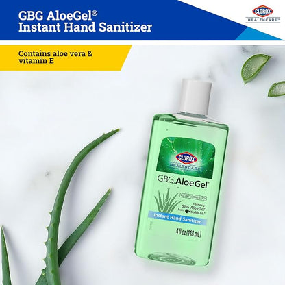 Clorox Healthcare GBG AloeGel Hand Sanitizer Gel, Bleach Free - Mini Hand Sanitizer Travel Size Gel for On-The-Go Travel Essentials - Sanitizing Solution for School Supplies & Office Use, 4 Fl Oz