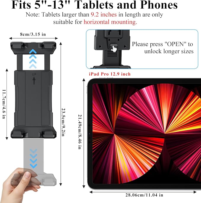 OHLPRO Tesla Tablet Holder for Model 3/Y, Headrest iPad Mount for Back Seat, Adjustable Car Backseat Mount Compatible with 5-13” iPad Tablets & Phones, Essential for Long Road Trips with Kids