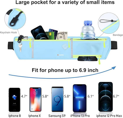 Running Fanny Pack Waist Bag Phone Holder Belt with Water Bottle Holder Suitable for Runner Cycling Hiking Accessories for iPhone 12 Plus Samsung Galaxy etc.