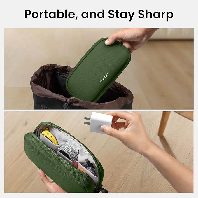tomtoc Electronics Organizer Travel Case, Water Resistant Travel Bag Cable Organizer for Essentials, Tech Pouch Accessories Carry Storage for Cord, Phone, Cables, Airpods, USB Flash Drive, Daily Items | Water Resistant Tech Pouch Accessories Travel Bag...