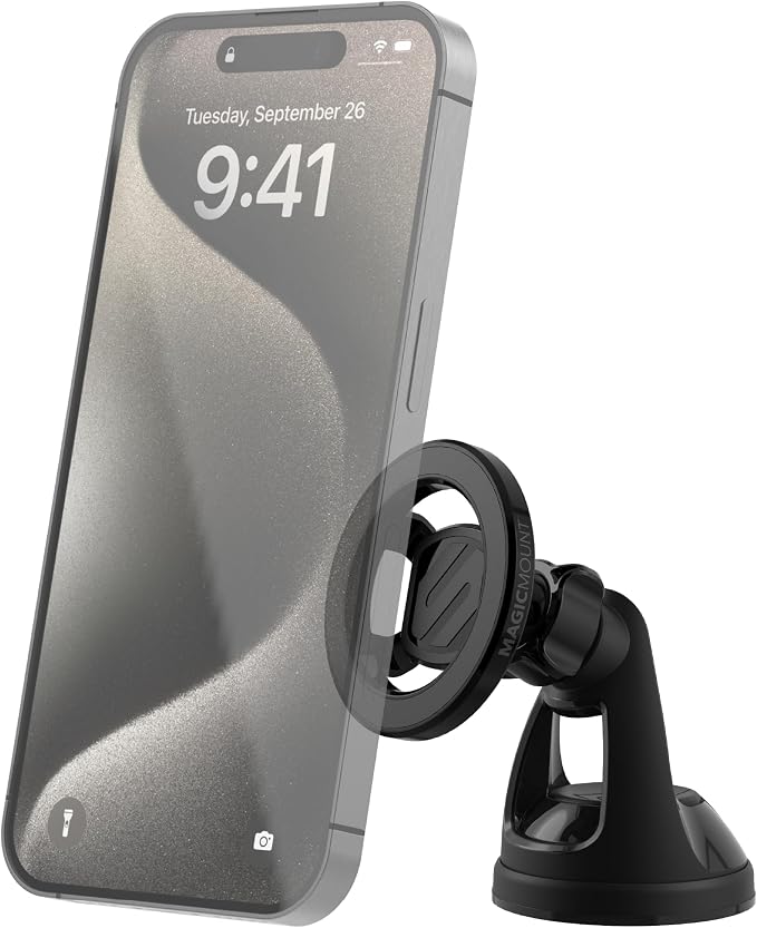 Scosche SMS2WD MagicMount MagSafe Suction Cup Phone Mount for Car Windshield/Dashboard Cell Phone Holder Compatible with Popsocket, Magnetic Stand Compatible with iPhone 17/16/15/14/13/12 & Android