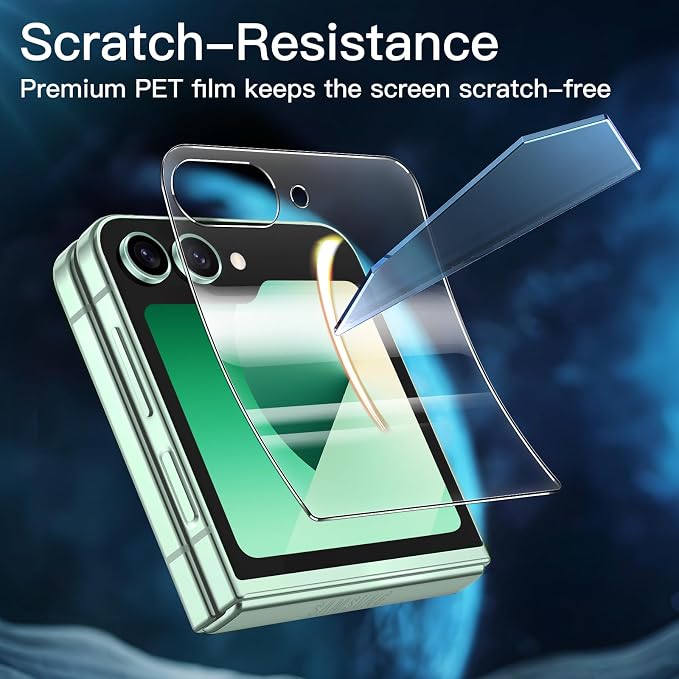 JETech Front Screen Protector for Samsung Galaxy Z Flip 7 FE/Flip 6, 3-Pack | Full-Coverage PET Film, HD Clear, Case-Friendly Design