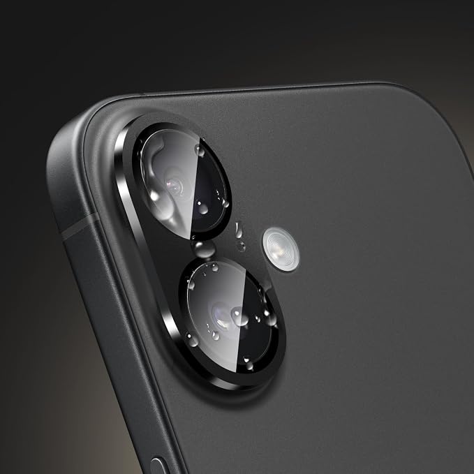 SAHARA - Ultra-Strong Camera Lens Protector for iPhone 16/16 Plus (2-Pack), Black, (ZD00159)