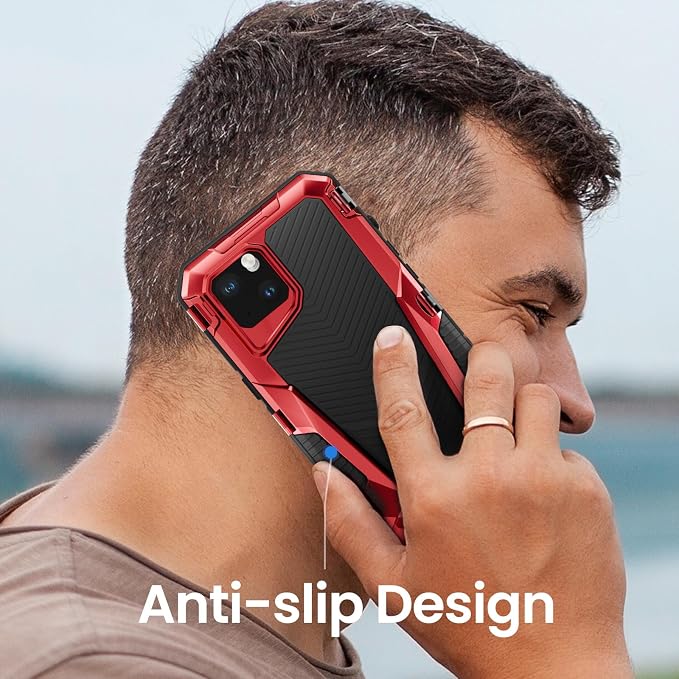Mitywah for iPhone 14 Case with Buckle, IP68 Waterproof Military Metal Case with Built-in Screen and Camera Protector, Heavy Duty Full Body Drop Proof Shockproof Phone Cover 6.7 inch, Red