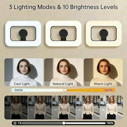 Ring Light for Phone, Magnetic Selfie Light with Tripod Stand, Rechargeable RGB Video Light, 10 Brightness Levels & 3 Cold Shoes for Recording, Vlogging, Influencers, Makeup