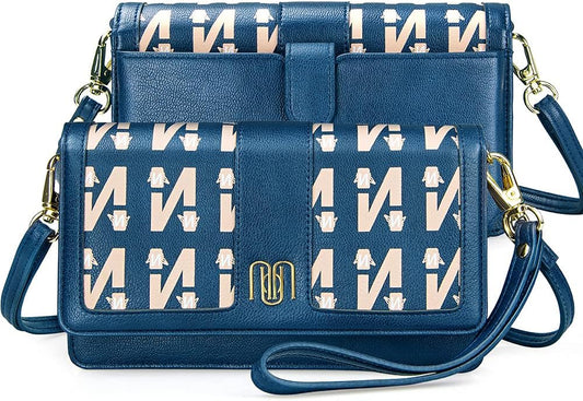 nuoku Women Small Crossbody Bag Cellphone Purse Wallet with RFID Card Slots 2 Straps Wristlet