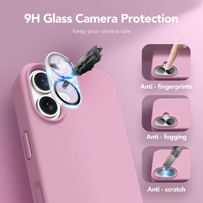 GONEZ Magnetic for iPhone 16 Case, Compatible with MagSafe, [Screen Protector + Camera Lens Protector], Liquid Silicone Shockproof Protective Phone Case for iPhone 16 6.1", Blackcurrant