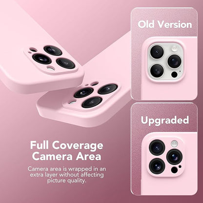 Magnetic for iPhone 15 Pro Max Case, Compatible with MagSafe, [Full Camera Protection][Screen Protector] Silicone Shockproof Protective Phone Case for iPhone 15 Pro Max 6.7", Chalk Pink