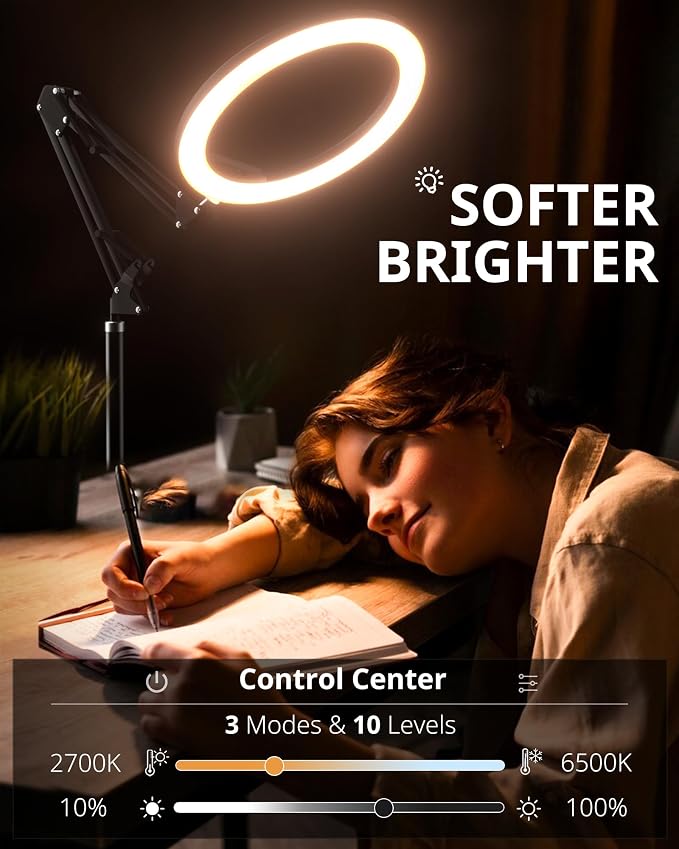 UBeesize Pro LED Ring Light Tripod with Phone Holder & Casters, Adjustable Overhead Phone/Camera Mount for iPhone, Video Recording, Live Streaming, Cooking (Mobile Stand with Light & Tripod)